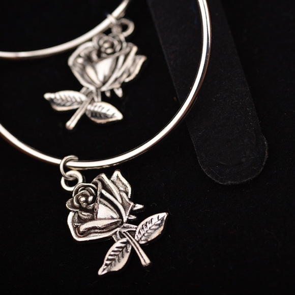 2/$20! Silver Hoops w/Antiqued Rose - Picture 7 of 10